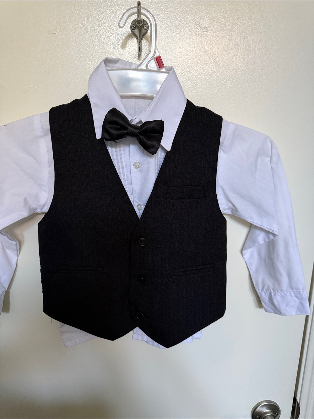 Kids Black Dress Vest and Bow Tie Set